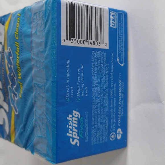 New Sealed Irish Spring Fresh Waterfall Clean Deodorant Soap 3 Pk Bath Size NOS - Picture 3 of 3